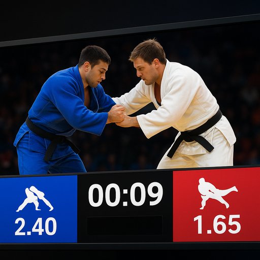 Live judo gaming odds graphic with PKR pricing and countdown timer. The image showcases an odds board and action icons to convey real-time betting speed.